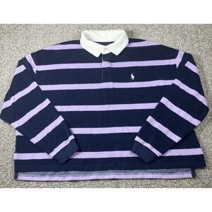 Polo Ralph Lauren Womens Striped Oversized Terry Rugby Long Sleeve Shirt XL